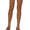 Leg Avenue Black And Orange Stripe Nylon Thigh High Tights> Halloween Accessories