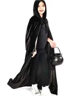 * Black Panne Velvet Deluxe Kids Cape></noscript> Halloween Accessories
