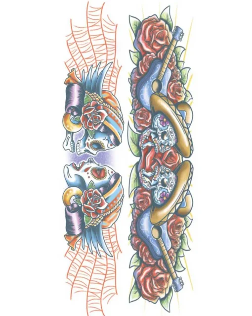 Tinsley Transfers Body Bands Day Of The Dead Temporary Tattoos> Halloween Accessories