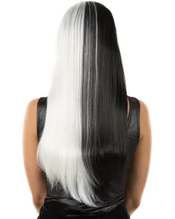 * Deluxe Black And White Long Wig></noscript> Halloween Accessories