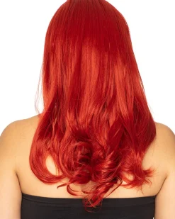 * Glamour Deluxe Deep Red Long Wavy Wig><noscript><img width=