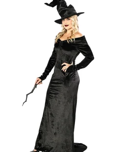 * Haunted Hostess Deluxe Black Velour Womens Dress></noscript>Women Women's Costumes