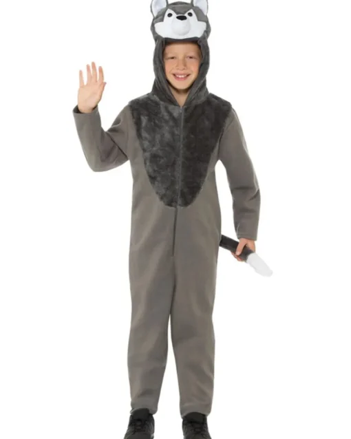 Smiffys Hooded Wolf Jumpsuit Kids Costume>Kids Kids Costumes