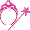 Fairy Girls Princess Sparkle Hot Pink Wand And Tiara Set> Halloween Hats