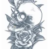 Tinsley Transfers Prison Skull And Roses Temporary Tattoo> Scary Skeletons