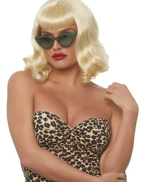 Leg Avenue Retro Bangs Short Curly Blonde Wig> Halloween Wigs