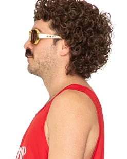 * 70S Stud Deluxe Perm Wig And Moustache></noscript> Halloween Wigs
