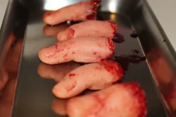 ForensicFX Studios Severed Fingers On Medical Tray Display></noscript> Halloween Accessories
