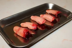 ForensicFX Studios Severed Fingers On Medical Tray Display></noscript> Halloween Accessories