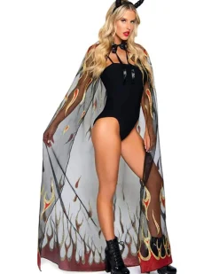 Leg Avenue Sheer Glitter Flame Devil Cape And Horns><noscript><img width=