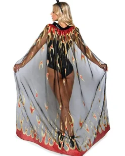 Leg Avenue Sheer Glitter Flame Devil Cape And Horns><noscript><img width=