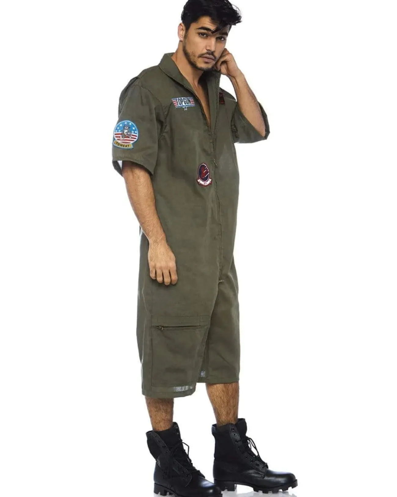 Leg Avenue Top Gun Board Short Flight Suit Mens Costume>Men Men's Costumes