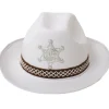 Tomfoolery White Cowboy Hat With Woven Band And Badge> Halloween Hats
